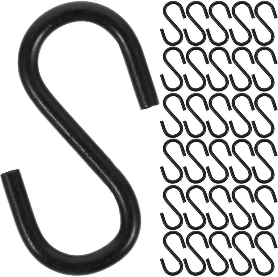 Mini S Haakjes 100 Stuks Zwarte Metaal Haken voor Keuken Kast en Multi-Doeleinden