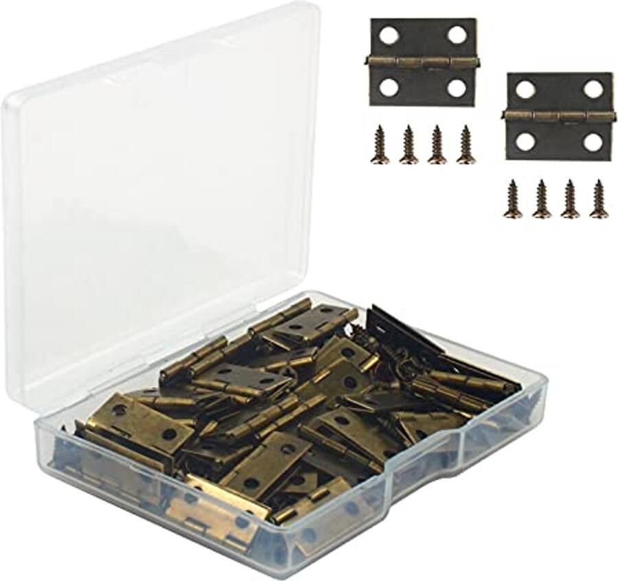 Mini Scharnieren 50 Stuks voor Hout met Schroeven Antiek Brons