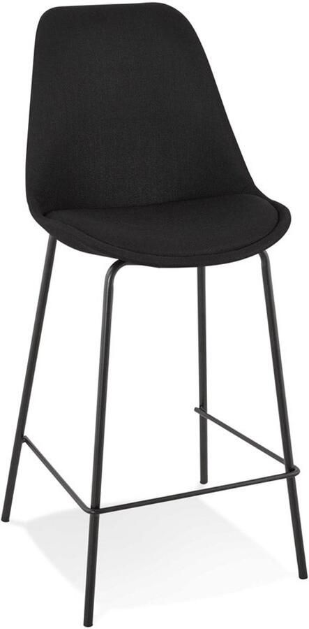 MINI Snackkruk Barkruk Comfortabele Zitting Zwarte Stoffen Kruk met Voetsteun Stabiele Basis