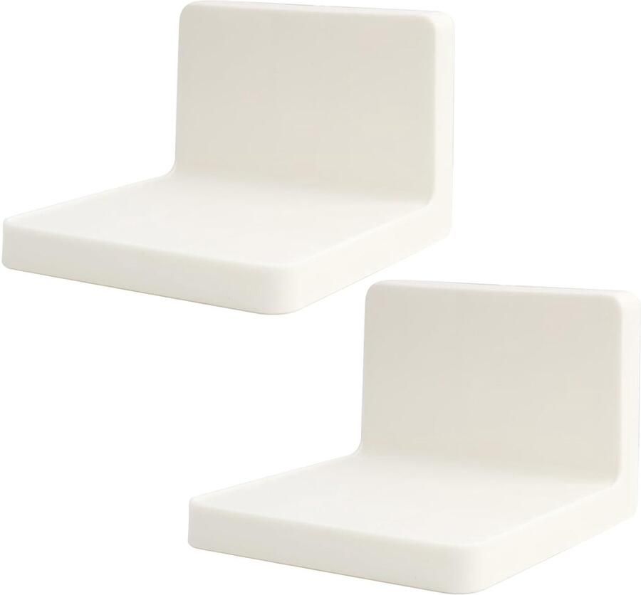 Mini wandplanken sterke hechting set van 2 wit acryl