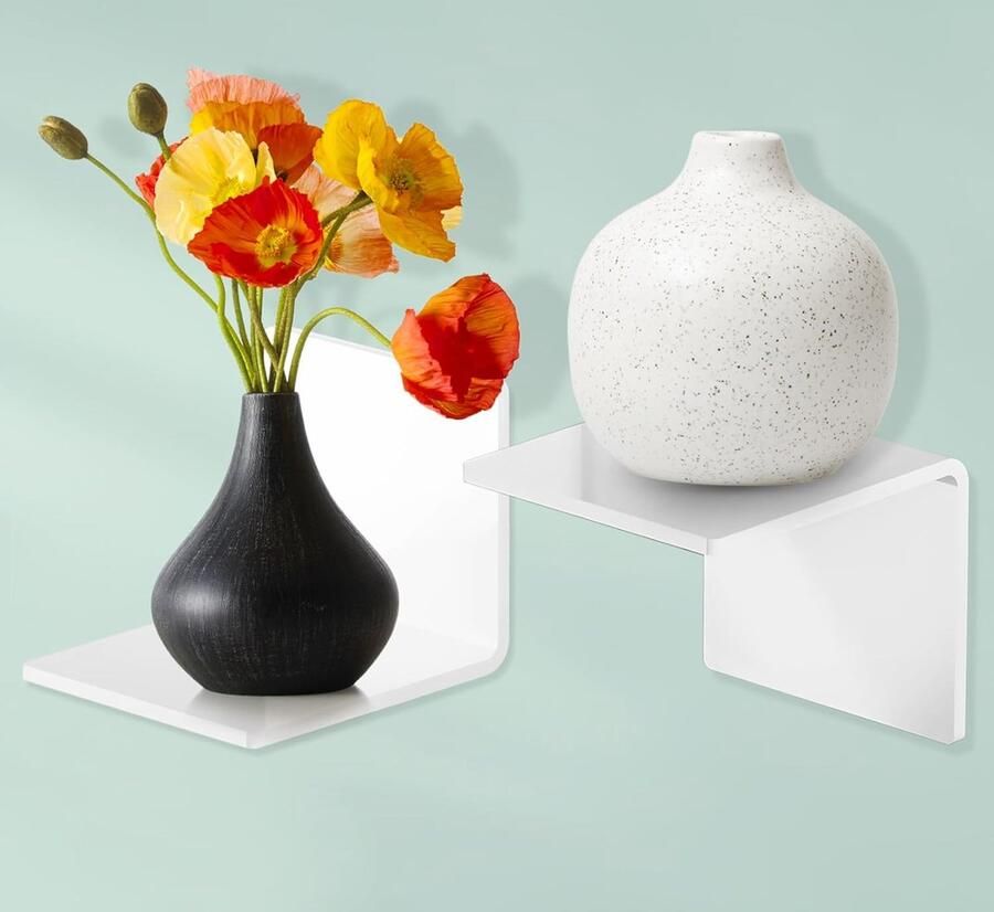 Mini Wandrek zonder boren Sterke kleefkracht Set van 2 Wit Acryl