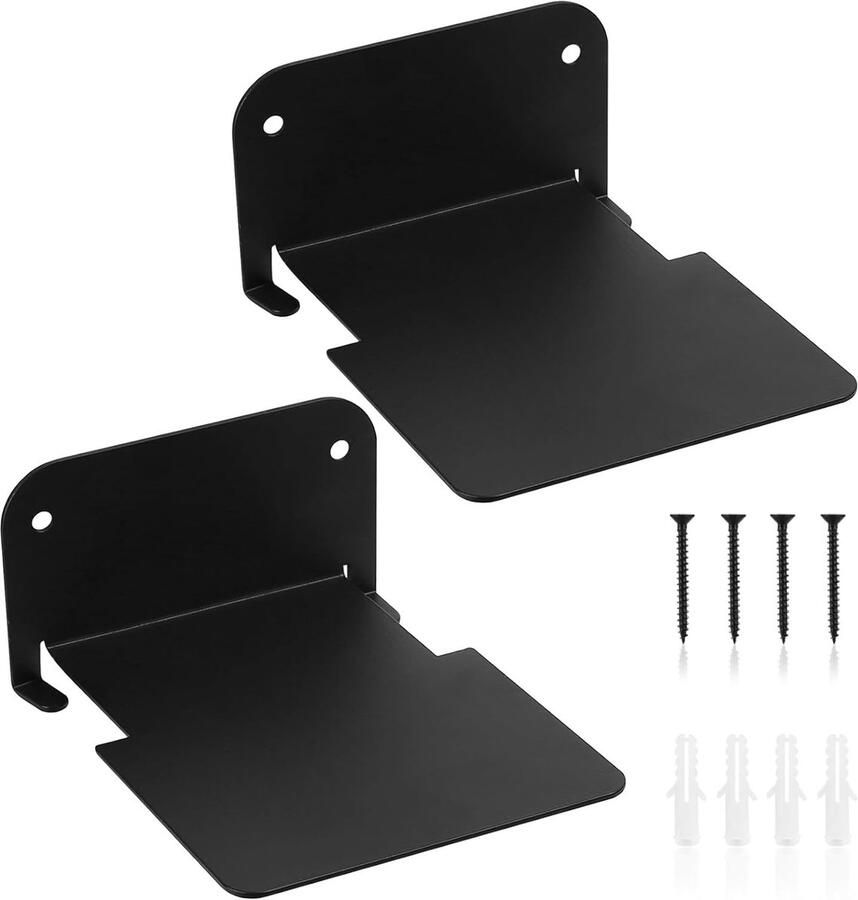 Mini wandrek zwart zwevende planken voor decoratie 2 stuks