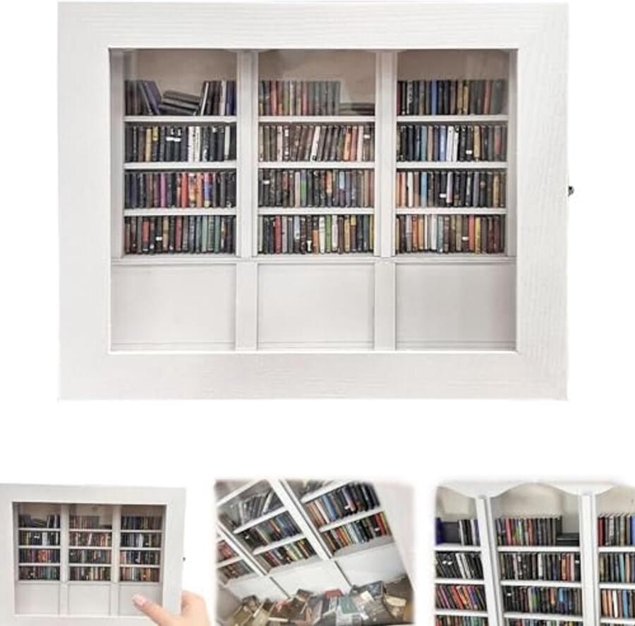 Miniature Wooden Dollhouse Bookshelf for Book Lovers Creative Anti-Anxiety Decor