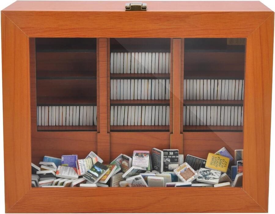 Angst-bibliotheek miniatuur houten boekenkast voor angststoornissen handgemaakt en uniek