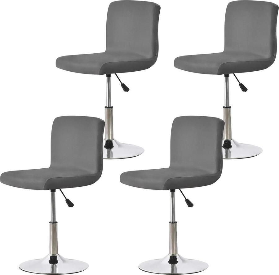 Minicloss Bar Stool Slipcovers Stretch Stoelhoes voor Korte Draaibare Stoel Donkergrijs Set van 4