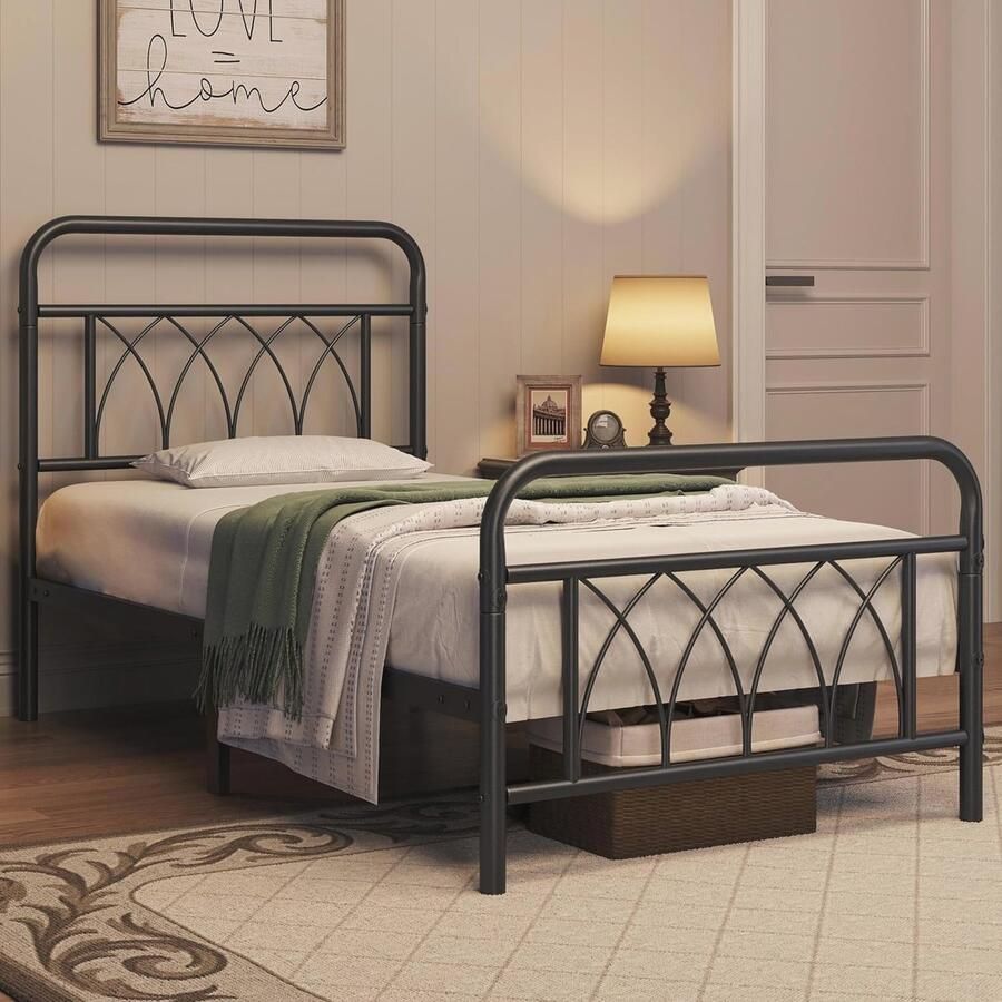 Minimalistisch metalen bedframe met hoog hoofdeinde Eenpersoons- tweepersoons bed 90 x 200 cm