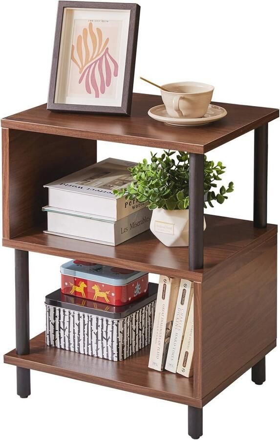 Minimalistisch Nachtkastje Klein Bijzettafeltje met Open Opslag voor Slaapkamer