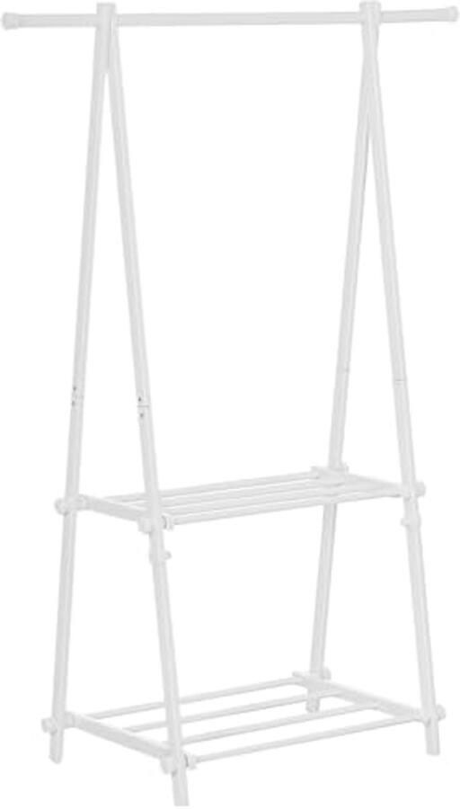 Minimalistisch opvouwbaar kledingrek met planken 107.5L x 45W x 150H cm Wit