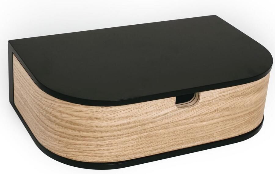 Minimalistisch wandrek met lade Hangend houten rek voor opbergen