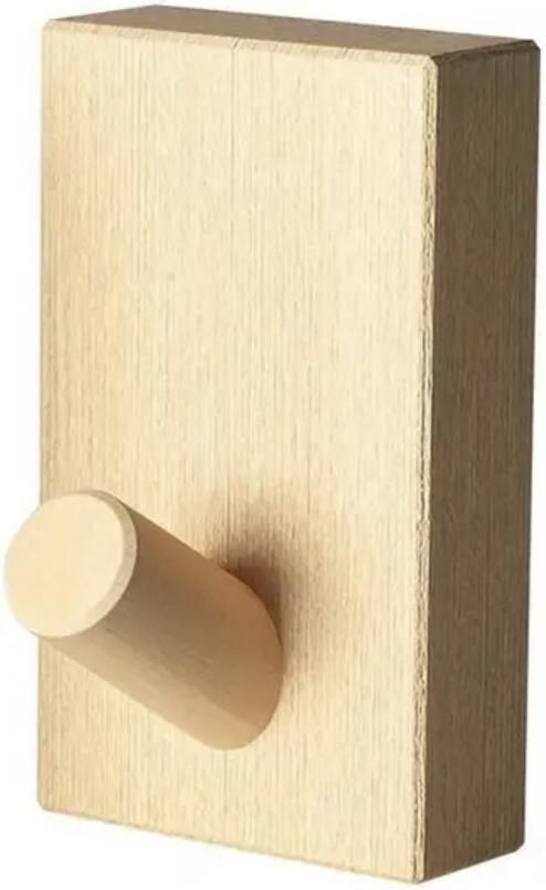 Minimalistische Houten Wandhaak – Lichte Houtkleur – 8x4x2 cm – Zelfklevend – Kapstokhaak voor Muur Keuken & Badkamer