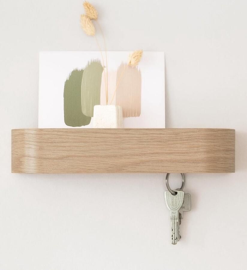 Minimalistische Sleutelhouder Modern Halmeubel Eiken en Wit