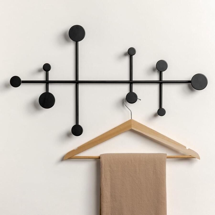 Minimalistische Wandgarderobe Kapstokontwerp Zwart Metaal