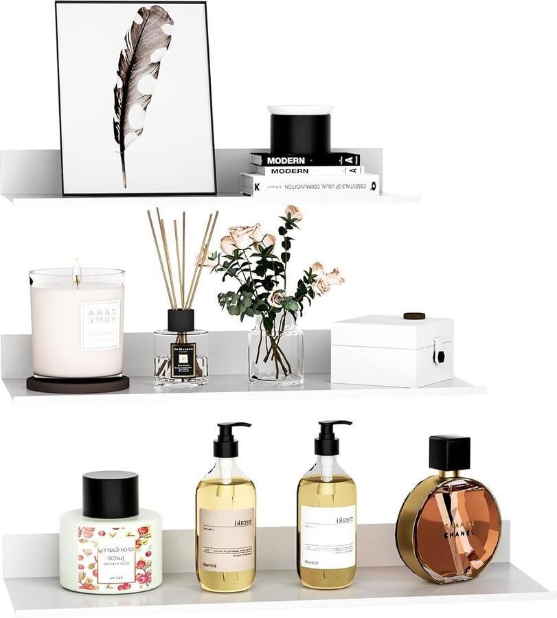 Minimalistische wandplanken multifunctioneel set van 3 aluminium