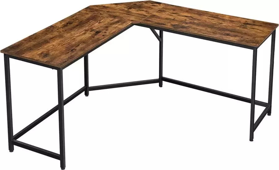 MAZAZU MIRA Home Hoekbureau Industrieel Bureau Hout & Metaal Laptoptafel Computertafel Bruin Zwart 149x149x75 cm - Foto 3