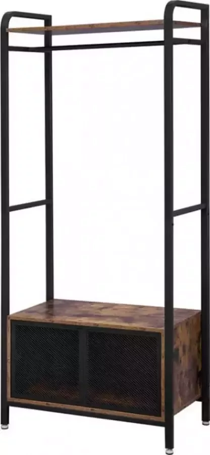 MAZAZU Industriële Kapstok met Schoenenrek en Hoedenplank Houten en Metalen Kapstok voor Hal en Gang Compacte Opslagoplossing 80x40x180 cm - Foto 4