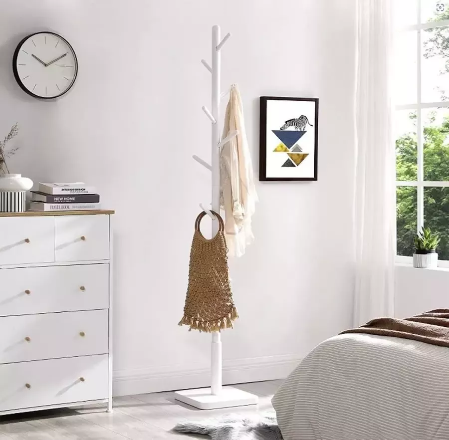 MIRA Home Kapstok Kledinghanger Wit Hout 30x30x175cm: 3.9kg