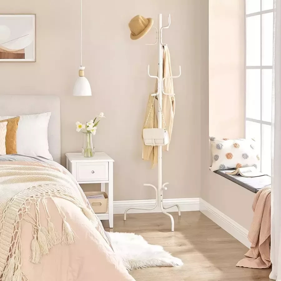 MIRA Home Kapstok Vrijstaande kapstok Wit Hout 54x54x171cm