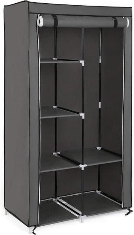 MIRA Home Kledingkast – Ruimtebesparende Kast – Basic – Stof – Grijs – 88x45x160 - Foto 2