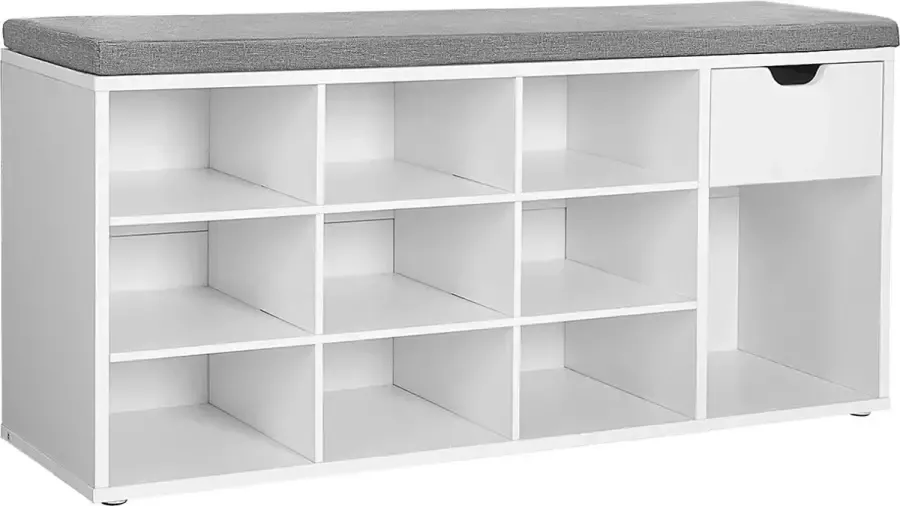 MAZAZU MIRA Home Schoenenbank Schoenenopberger Halbank Schoenenrek Wit Hout 104x30x48cm - Foto 2