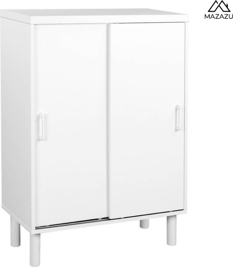 MAZAZU MIRA Home Schoenenkast Met Deuren Minimalistische Stijl Spaanplaat metaal Wit 70x35x100