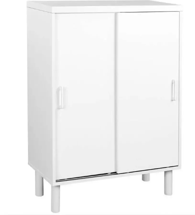Mira Home Schoenenkast Met Deuren Minimalistische Stijl Spaanplaat metaal Wit 70x35x100