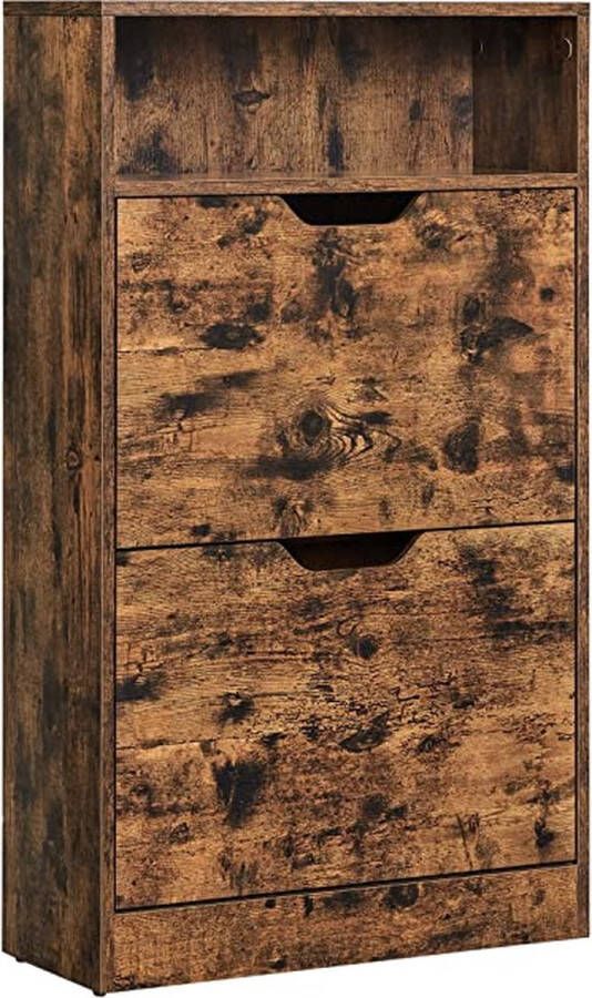 MIRA Home Schoenenkast Schoenenopberger Bruin Spaanplaat 60x24x102cm