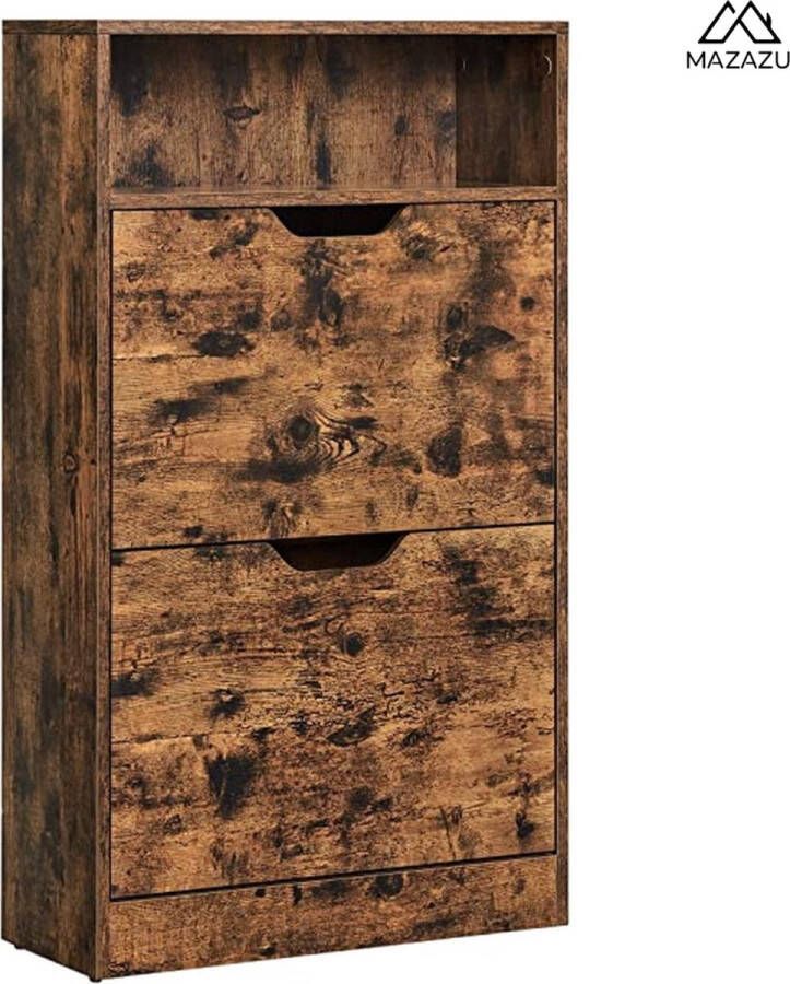 MIRA Home Schoenenkast Schoenenopberger Bruin Spaanplaat 60x24x102cm