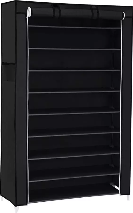 MIRA home Schoenenkasten Stellingkast 9 Lagen Praktisch Metaal Zwart 88x28x160