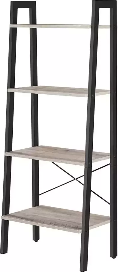 MIRA Home- staande plank boekenkast grijs hout ‎56 x 34 x 137.5