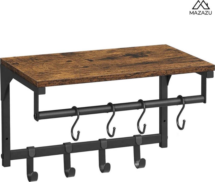 MAZAZU MIRA Home Wandkapstok Kapstok Bruin Metaal ‎24x40x24cm