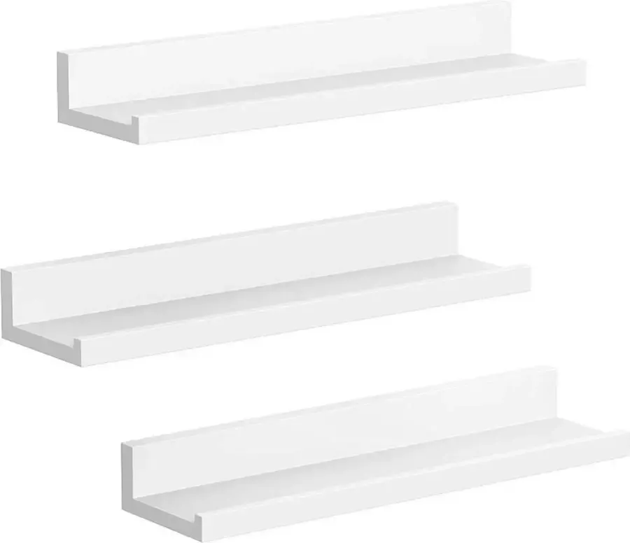 MIRA Home Wandplank Set van 3 Wit hout 44x17x17