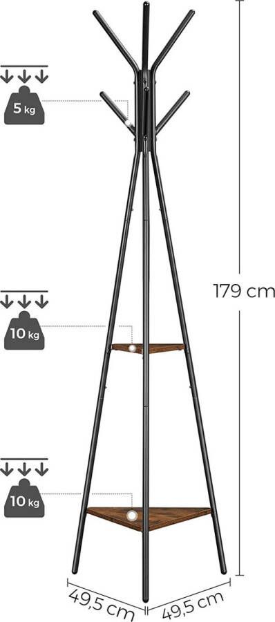 MIRA home MIRA Kapstok Vrijstaand Industrieel Vintage 2 planken Kleding Hoed Jas