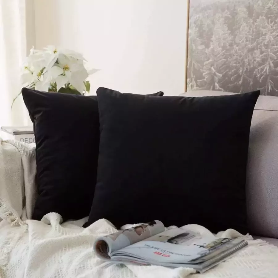 MIULEE Decoratieve fluwelen kussenhoezen voor bank of slaapkamer met onzichtbare rits vierkant 45 x 45 cm 2 stuks paars
