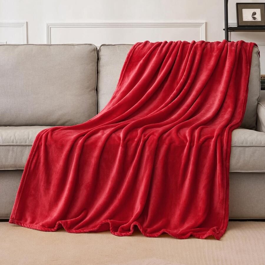 MIULEE Knuffeldeken Fluffy Deken Fleece Deken Woondekens Bankdeken Fluffy Plaid Microvezel Bedsprei Bankdeken Deken Voor Bed Bank Slaapkamer Kantoor 150x200 cm Rood
