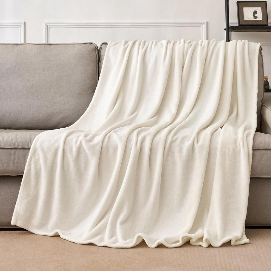 Miulee Knuffeldeken Fluffy deken Fleece deken Woonkamerdekens Bankdeken Fluffy sprei Microvezel sprei Bankdeken Deken voor bed Bank Slaapkamer Kantoor 220x240 cm Wit