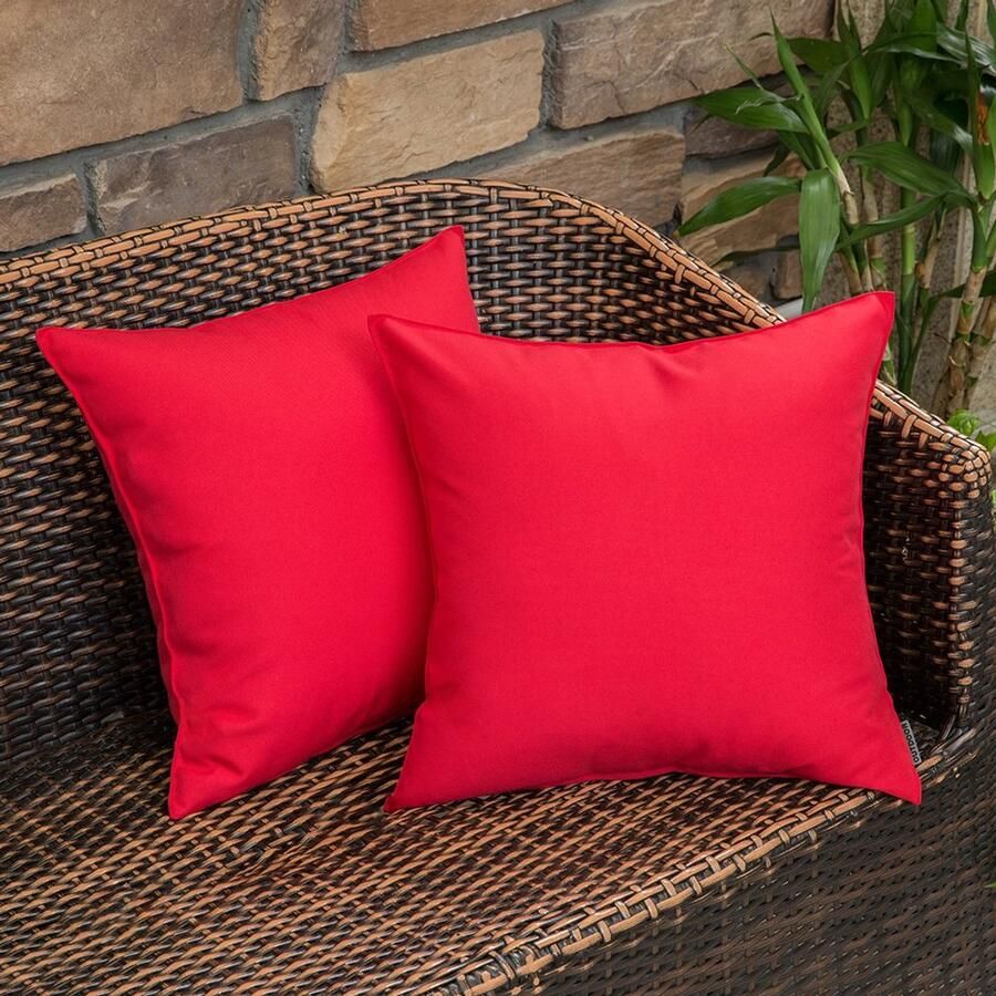 MIULEE Set van 2 kussenslopen voor buiten waterdichte kussenslopen bankkussens decoratieve bankkussens weerbestendige kussenhoezen decoratieve kussenhoezen zacht voor bank buiten tuin balkon 45 x 45 cm rood