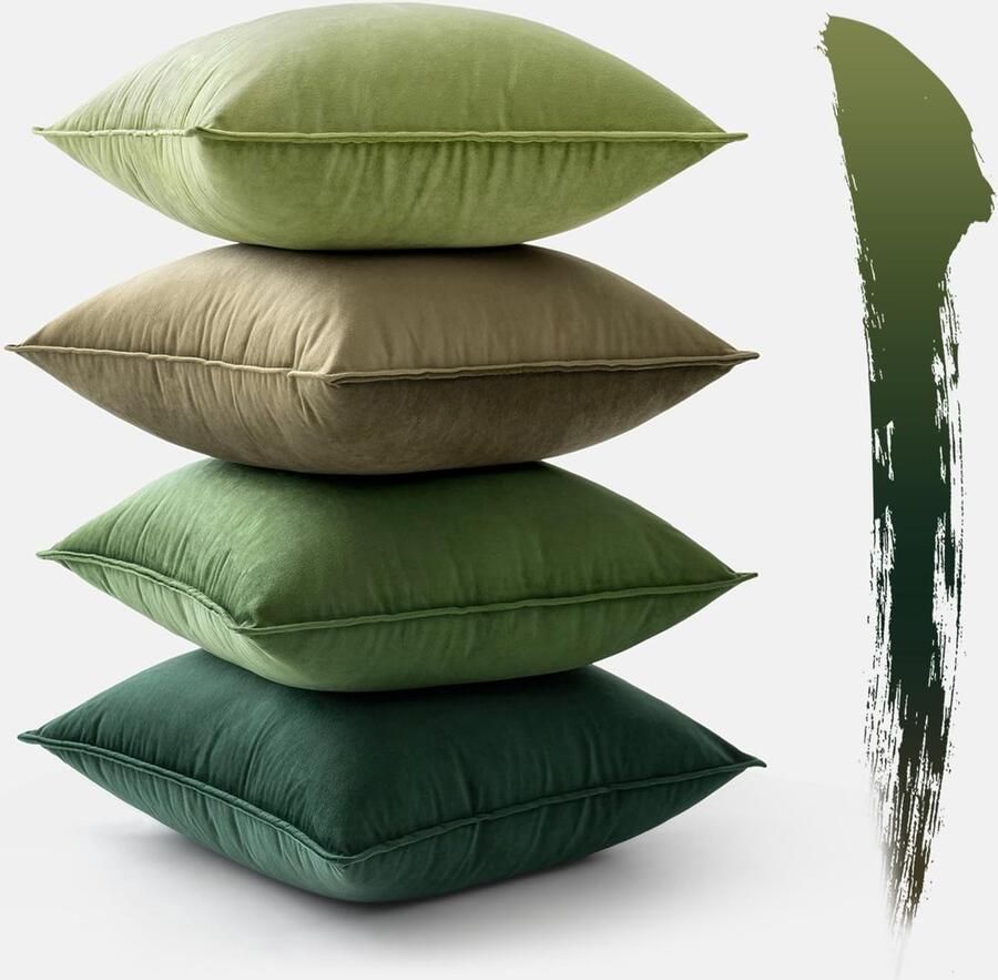 MIULEE kussenhoes 40x40 cm groen set van 4 fluwelen kussenhoezen kussenhoes decoratief kussenhoes decoratief kussen decoratie voor bank slaapkamer woonkamer balkon kinderen pluizig gradiënt bankkussen