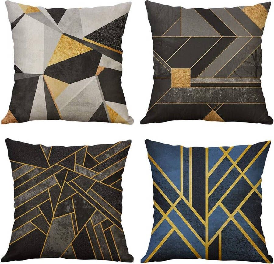 MIULEE Set van 4 kussenslopen met geometrisch patroon decoratieve kussenhoezen bankkussen sierkussen voor bank woonkamer slaapkamer 45 x 45 cm