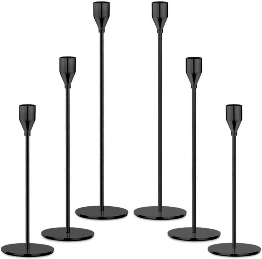 MIVITOOM Metalen kaarsenhouders kandelaar hoge kandelaar decoratief stuk voor woonkamer tafel schoorsteenmantel bruiloft diner 6-pack