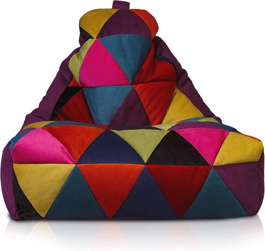 Patio Patchwork Pouf Fauteuil Zitzakken van Piepschuim Ergonomische Relaxfauteuil Maat M Stijlvolle Woninginrichting 100x80x85cm Paars