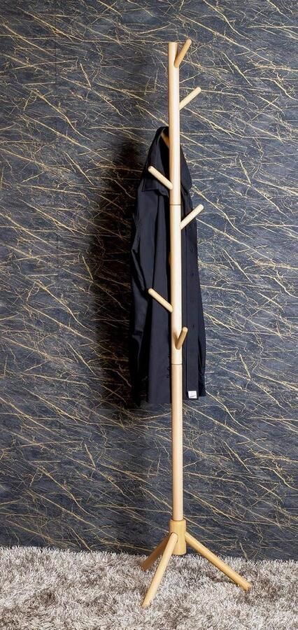 Möbel Coat Rack Solid Wood Natural Diameter 43 x H 174 cm HAKU Stijlvolle kapstok halmeubel met kapstok