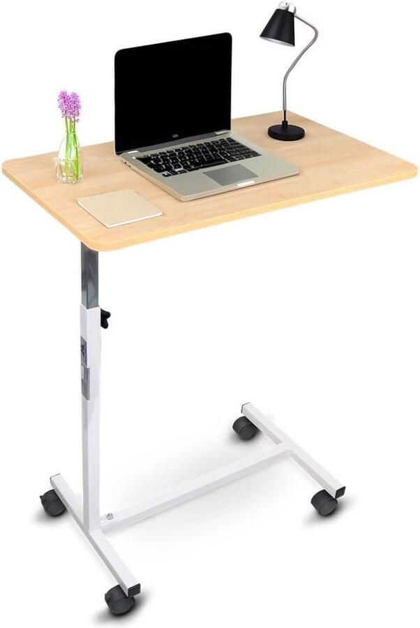 Mobiclinic Bedtafel Bijzettafel voor bank Model Meseta Lichtgewicht en in hoogte verstelbaar Verrijdbaar Houten Kleur Eenvoudige montage Stevig en multi functioneel Handig voor thuiszorg