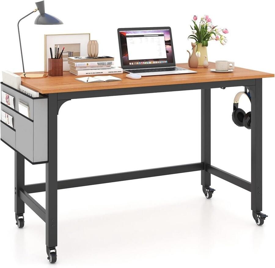 Mobiel Bureau met wieltjes Laptoptafel voor Werk en Studie (120 x 60 cm) - Foto 2