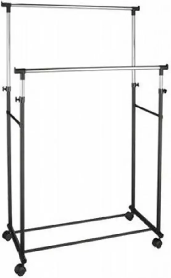Trendoz Kledingrek op wieltjes dubbele stang verstelbaar 160 cm metaal - Foto 2