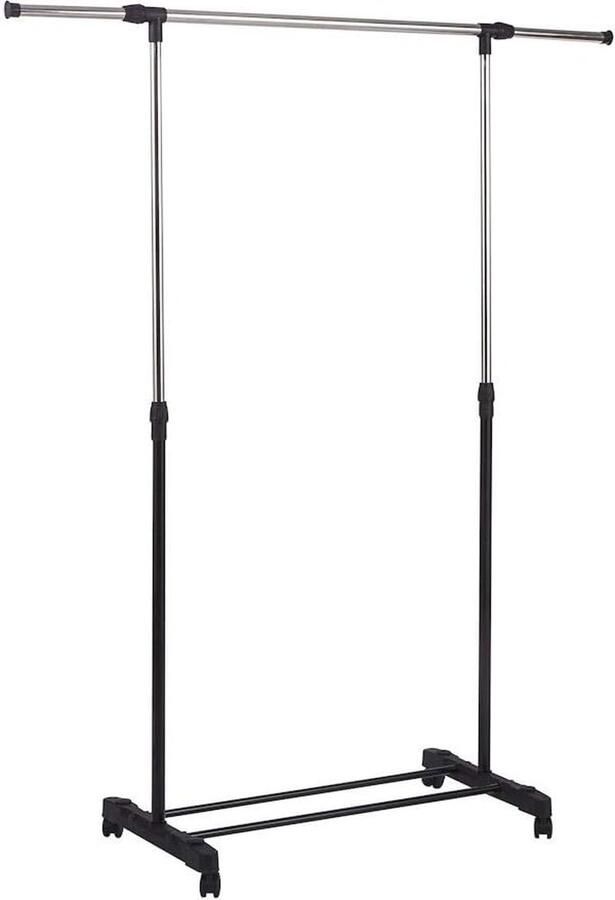 Mobiel Kledingrek op Wieltjes Uitschuifbare Kledingstang en Hoogte Instelbaar