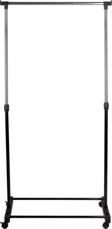 Kledingrek op Wielen in Hoogte Verstelbaar 87-162 cm Zwart Zilver - Foto 3