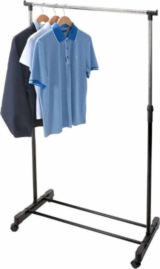 Mobiel kledingrek verstelbaar op wielen zwart metaal 160 cm