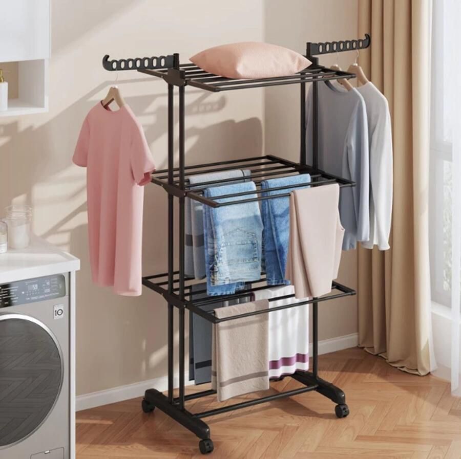 Mobiel kledingrek Verticale opvouwbare wasdroger staand