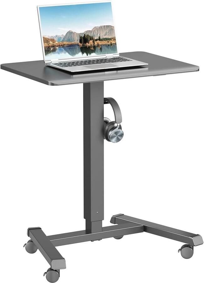Mobiel sta-bureau 65 x 45 cm in hoogte verstelbaar met wielen voor thuis en kantoor