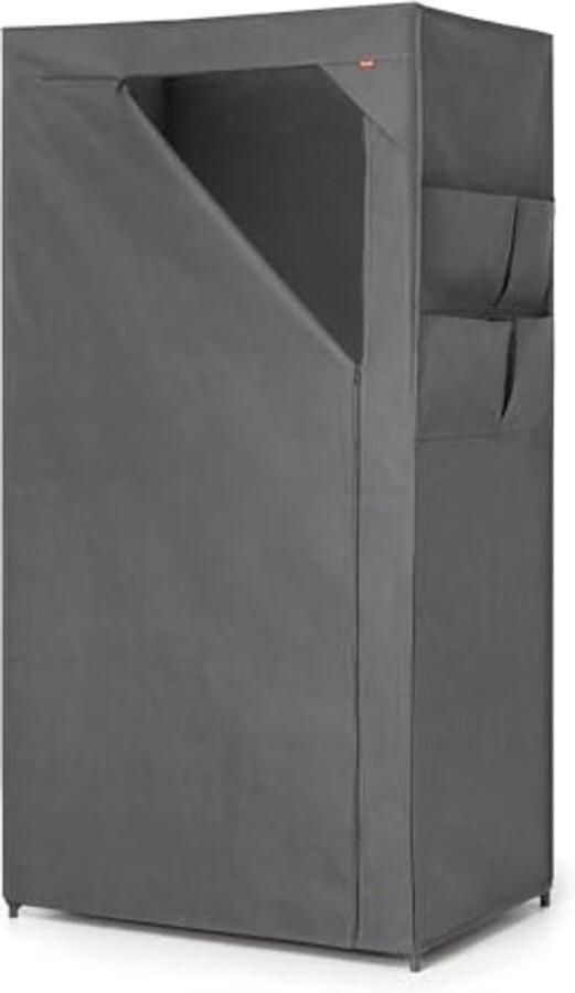 Mobiele en veelzijdige kledingkast met ritssluiting Eenvoudige montage Kledingstang en 4 zijzakken Ruimtebesparende opbergoplossing 79 x 54 x 155 cm